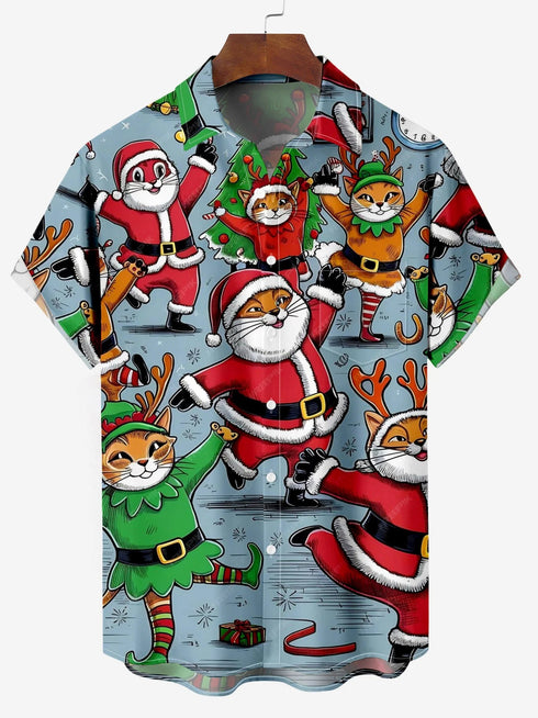Men's Christmas Funny Graphic Short Sleeve Hawaiian Shirt